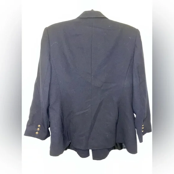 Vtg Lauren Ralph Lauren Double Breasted Crest Logo Wool Blue PreppyBla…